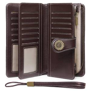 lot 14257 image: SENDEFN Wallets for Women Leather Credit Card Holder with RFID Blocking Large Capacity Wristlet