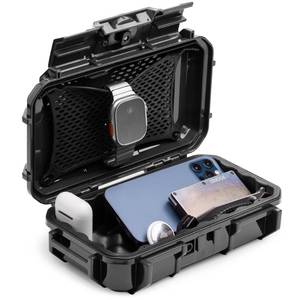 lot 14270 image: Evergreen 56 Dry Box - EDC Tough Protective Case USA Made for Organization of Cameras, Phones, Camping, Fishing, Hiking, Water Sports (Black)