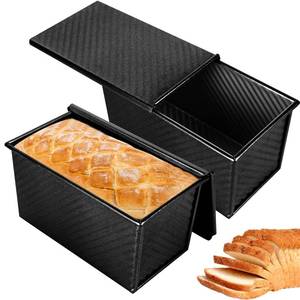 lot 14272 image: Spmarkt 2pack 1LB Black Pullman Loaf Pan with Lid, Non-Stick Sandwich Bread Loaf Pan, Easy Release Bread Pan with Lid for Homemade Bread