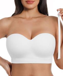 lot 19099 image: SHAPELLX Wireless Bra for Women Strapless Bandeau Bras Comfort Padded Tube Top Lightweight Seamless Super Stretch Bra White (XL)