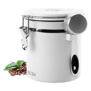 lot 19103 image: Coffee Canister with Airtight Lids, DSIOHFEI 18oz Stainless Steel Kitchen Food Storage Container for Coffee Beans, Grounds, Sugar, Flour, Tea, with Scoop and Date Tracker, Coffee Bar Decor Accessories
