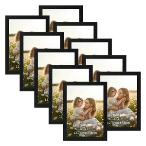 lot 19110 image: CRUGLA 5x7 Picture Frame Set of 10, Photo Frames Display 5 by 7 Picture, Clear Protective Front, for Wall or Tabletop Display, Black