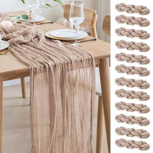 lot 19121 image: Aseem 12pcs Cheesecloth Table Runner 120 Inches Long Nude Pink Boho Gauze Cheese Cloth Runner 10FT Rustic Sheer Table Runners for Christmas Wedding Party Baby Shower Spring Easter Decoration