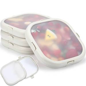 lot 19125 image: Nuogo 4 Pcs Silicone Fruit Storage Box Anti-oxidation Avocado Saver Storage Tomato Pod Vegetable Saver Reusable for Fridge Garlic Lemons Potatoes (White,7.9 x 7.9 x 1.4 Inches)