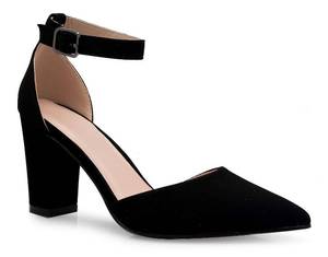 lot 19127 image: Olivia K Womens Sexy DOrsay Ankle Strap Pointed Toe Block Heel Pump - Classic, Comfortable (7.5,Black Nubuck, Numeric_7_Point_5)