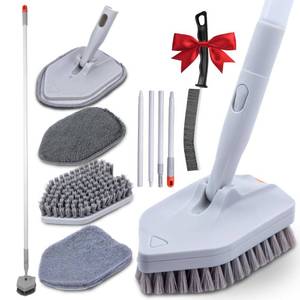lot 19130 image: DSV Standard Tile Tub Scrubber Brush Shower Scrubber with Long Handle, 3-in-1 Cleaning Brush with 3 Detachable No Scratch Brush Heads, 56���� Scrub Brush for Shower, Bathroom, Wall, Kitchen, Sink,Toilet