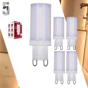 lot 19132 image: Satco S11236 5WLEDG9830FR120VDIM �� 5 Watt JCD LED Frosted Finish 3000K Soft White G9 Base 120 Volt T4 Shape 40W HID Equivalent 2.13 MOL Dimmablefor Accent Lighting (5 Pack)