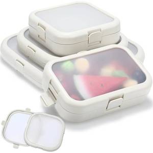lot 19133 image: Nuogo 4 Pcs Silicone Fruit Storage Box Anti-oxidation Avocado Saver Storage Tomato Pod Vegetable Saver Reusable for Fridge Garlic Lemons Potatoes(White,4 Sizes)