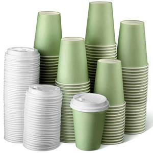 lot 19137 image: Funtery 100 Pcs Sage Green Cups 12 oz Sage Disposable Paper Cups for Baby Shower Bridal Shower Wedding Party Green Paper Cup for Easter Party Supplies Coffee Tea Hot Cold Beverage