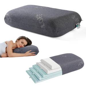 lot 19140 image: Lofe Adjustable Memory Foam Pillow - Combined Thin Pillow to Adjust SoftnessSupport, 10 Heights of Adjustable Piliow for Neck Pain Relief, CertiPUR-US Memory Foam Plilow for StomachSideBack Sleeper
