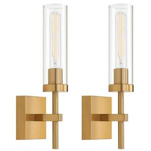 lot 19141 image: Gold Battery Operated Wall Sconce Set of 2, Wireless Wall Sconces with Remote Control, Rechargeable LED Dimmable Wall Light for Bedroom Bathroom Hallway Living room Entryway Stairwell, 3000K
