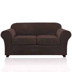 lot 19152 image: PrinceDeco Velvet Couch Cover Loveseat Covers for 2 Cushion Couch 3 Piece Sofa Covers for Dogs Washable Loveseat Covers Width Up to 72 Inch No Slip Stretch Sofa Slipcover (Medium, Brown)