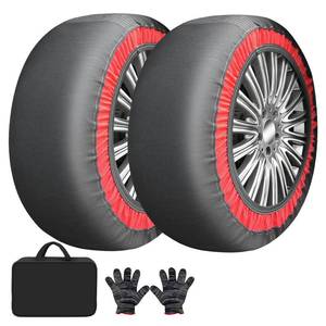 lot 19177 image: Snow Socks for Tires, Anti-Skid Tire Socks, Snow Traction Device for Passenger Cars Trucks Winter Emergency Accessory, Pack of 2