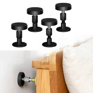 lot 20160 image: Krisler Adjustable Threaded Bed Frame Anti-Shake Tool, Headboard Stoppers, Bedside Anti Shake Tool for Beds Cabinets Sofas, 4PCs, 30-68mm (Black)