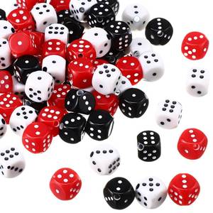 lot 20170 image: Ferreve 90 Piece Acrylic Dice Beads 10mm Dice Beads Bulk, Casino Games Birthday Party Supplies, Jewelry Making, Bracelet Necklaces Lanyard DIY Handicrafts(Red, Black, White)