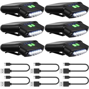 lot 20174 image: Mudder LED Clip on Cap Lights USB Rechargeable Cap Flashlight Clip Waterproof Bright Hat Flashlight Headlamp for Fishing Camping Hand Work (Black) (1 ct)