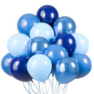 lot 20175 image: KBZVNAF Blue Latex Balloon Set - 60 Pack 12 Inches Metallic Chrome, Light, Pastel Baby, Royal Blue Balloons for Birthday, Wedding, Baby Shower Party Decoration