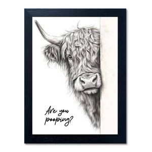 lot 20179 image: Funny Highland Cow Bathroom Wall Art - Rustic Farmhouse Wall Decor with Humorous Are You Pooping Canvas Print, Cute Animal Canvas Art for Restroom - Black Framed Cow Pictures Wall Decor Ready to Hang 8x10