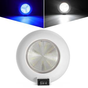 lot 20202 image: Partsam 1Pc 4 Inch Round LED Utility Dome Light Surface Mount for Home Truck RV Trailer Boat Aircraft Interior Light, 4 High Power White & Blue LED Downlight, 3-Way rocker switch(WhiteOffBlue)