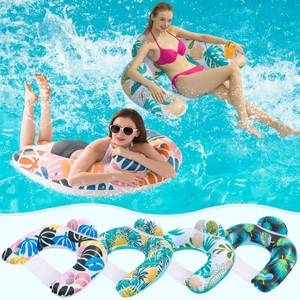 lot 20207 image: 4 Pack Pool Floats Adult,OKSUWATER Pool Floaties for Adults with Two Cup Holders Inflatable Pool Floats Chairs, Lake Floats for Adults Applies to Water Play Party