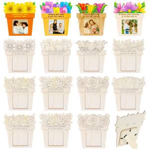 lot 20212 image: 16 Pcs Mothers Day Picture Frames DIY Wooden Mothers Day Coloring Crafts for Kids 6.69 x 7.08 Inch Flower Frames with Stand Painting Craft Gifts for Mother��s Day Gifts School Home Decor