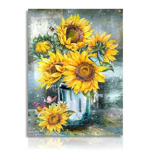 lot 20217 image: NymphFable Sunflower Bathroom Decor Wall Art Farmhouse Yellow Flower Pictures Rustic Butterfly Flower Wall Prints for Bathroom Bedroom 12x16 in Unframed