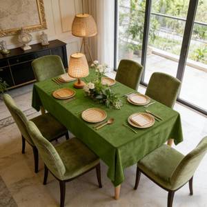 lot 20219 image: SMILETIME Green Velvet Tablecloth 104 X 60 Rectangle, Luxury Smooth Table Cover for Wedding, Party, Dining, and Banquet Events