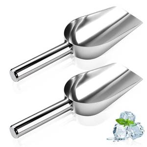 lot 20222 image: 2 Pcs Ice Scoop for Freezer, 6 Oz Metal Ice Scooper, Stainless Steel Small Scoops with Round Bottom for Ice Machine Kitchen Flour Bar Party Wedding Pet Dog Food