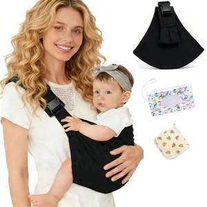 lot 20234 image: Baby Sling Carrier, Lightweight & Portable Adjustable Hip Seat, Ergonomic Hands-Free Side Carry for Infants & Toddlers 10-45 lbs��Black Cotton��