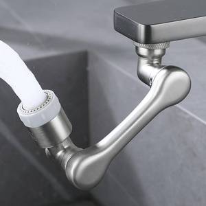 lot 20237 image: Techzm Faucet Extender 1080° Swivel Faucet Aerator Rotating Faucet Extension with Two Water Outlet Modes Nickel Brushed