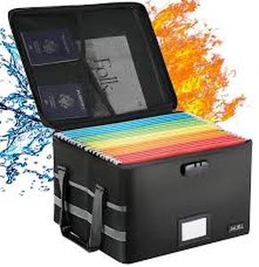 lot 11834 image: File Box With Lock Fireproof Document File Organizer Box With Zipper