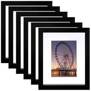 lot 1483 image: BESCRCL 8x10 Picture Frame Black Set of 6, Display Pictures 5x7 with Mat or 8x10 Without Mat for Wall Mounting or TableTop