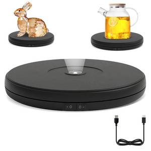 lot 1499 image: YVV 10 LED Rotating Display Stand, 360° Motorized Turntable with Lights, 22lbs Capacity Electric Spinner Base for Product Photography, Jewelry, Exhibitions �� USB Powered (Black)