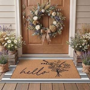 lot 1514 image: Tinideya 2 Pcs Door Mat Welcome Non Slip Coir Mats Floor Layering Doormats Seasonal for Front Porch Entryway Decor(Wildflower)
