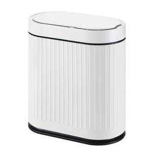lot 1520 image: SYNCVIBE Bathroom Sensor Trash Can with Lid Automatic 2 Gallon Smart Garbage Can Bathroom Decor, 7.5 Liter Small Trash Bin, Motion Sensor Waterproof Wastebasket for Office, Bedroom, White Black