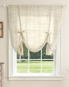 lot 2073 image: LazBlinds Tie Up Curtains, Linen Privacy Thermal Insulated Balloon Roman Shade Bathroom Window Curtain, Adjustable Rod Pocket Drape for Kitchen, Living Room, Bedroom (25 W x 47 L, Natural)