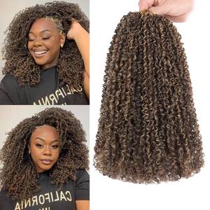 lot 2074 image: COOKOO 8 BundlesLot 12 Inch Bohemian Yanky Twist Crochet Hair Mix Blonde Pre-Twisted Crochet Passion Twist Hair with Curls Pre Looped Small Curly Twist Crochet Hair for Senegalese Twist Braids 4H27#