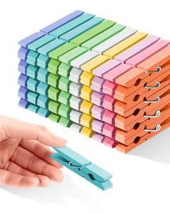 lot 2075 image: Clothes Pins Colored Clothespins Wooden Cheer Pins 50-Pack 2.9 Inch Close Pins 10 Pastel Macaron Colors - Colorful Painted Pegs for Crafts Photo Hanging, Decorative Spirit Clip Classroom Decorations