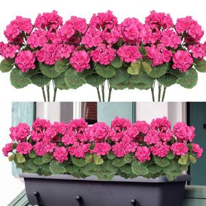 lot 2087 image: Dremisland 3 Pack Artificial Geranium Fake Flowers for Outdoors Decoration, Faux Silk Geranium Flowers Outdoor UV Resistant Plant Bush for Outdoors Porch Garden Window Box Home Wedding Decor