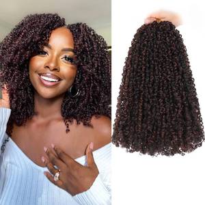 lot 2101 image: COOKOO 8 BundlesLot Bohemian Yanky Twist Crochet Braids Hair 12 Inch Pre-Twisted Crochet Passion Twist Hair with Curly Ends Small Curly Twist Crochet Hair Fluffy Mini Senegalese Twist Braids 1BH350#
