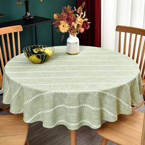lot 2102 image: Zobesta 60 inch Round Table Cloth Green, 60 inch Round Tablecloth Heavy Weight Washable Farmhouse Soft Boho Tablecloth for Party, Holiday, Picnic, Dining, Outdoor,Fall