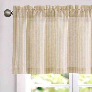 lot 2119 image: jinchan Valance Curtain Linen Textured Striped Window Curtain for Living Room Light Filtering Farmhouse Valance for Kitchen Rod Pocket 1 Panel 16 Inch Beige on Linen 1 Panel