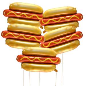 lot 2124 image: GOTPASS 5 Pcs Hot Dog Helium Foil Balloons Funny Burger Party Balloons Fast Food Snacks Picnic Burger BBQ Themed Decorations Birthday Baby Shower Supplies