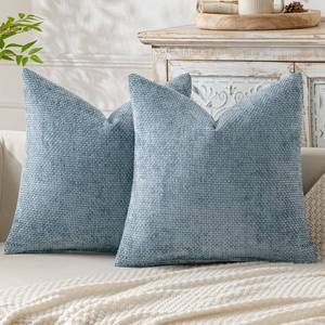 lot 2127 image: MIULEE Pack of 2 Coastal Blue Throw Pillow Covers 18x18 Inch Summer Modern Boho Accent Decorative Pillow Covers Soft Farmhouse Cushion Covers for Home Decor Couch Bed Sofa Living Room