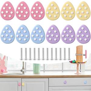 lot 2138 image: Moxweyeni 12 Pieces Easter Egg Silicone Cabinet Knobs Decor Hand Eggs Cabinet Knobs Cover Pastel Easter Decorative Drawer Knob Decor for Kitchen Home Spring Party Decorations
