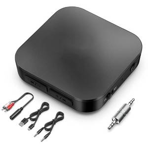 lot 2141 image: Swiitech Bluetooth Transmitter Receiver, 2-in-1 Bluetooth AUX Adapter, V5.0 Bluetooth Adapter for TVCarHome StereoPC, Pairs 2 Devices Simultaneously, aptX Low Latency (black)