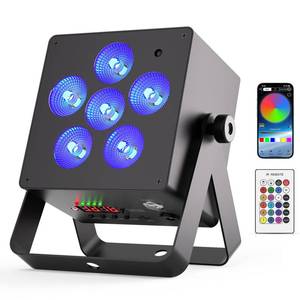 lot 3341 image: Battery Powered Stage Lights 6IN1 RGBWAUV 6LED Wireless Remote APP DMX Control Rechargeable Par Can Light Uplighting for Wedding, Event, Church, Stage, DJ Disco, Dance Party, Halloween
