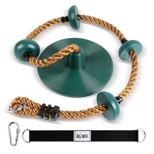 lot 3346 image: Climbing Rope with Platforms and Disc Swing Seat Set Playground Accessories Including Bonus Hanging Strap & Carabiner Tree Swing for Kids Rope Swings for Tree