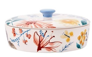 lot 3353 image: Bico Blossom Symphony Ceramic Tortilla Warmer, 8.9 Inch Tortilla Holder with Lid for Taco Bread Pancake for Mexican Night and Party, Microwave and Dishwasher Safe