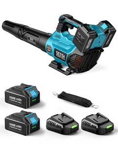lot 3359 image: SEESII 40V Leaf Blower Cordless, 650CFM Brushless Motor Battery Powered Leaf Blower with 2 x 5.2Ah Batteries & 2 Chargers, Turbo Mode & 3 Speeds Control Electric Blower for Lawn CareLight SnowDebris